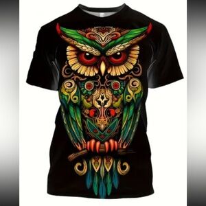 Owl Letter Print Casual Tee